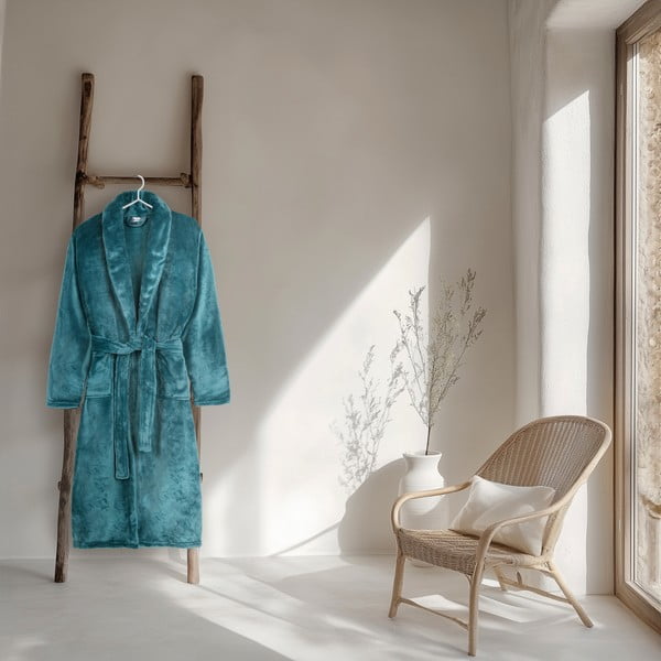 Iš mikropliušo chalatas mėlynos spalvos M/L Polyvelvet – Good Morning-image-1