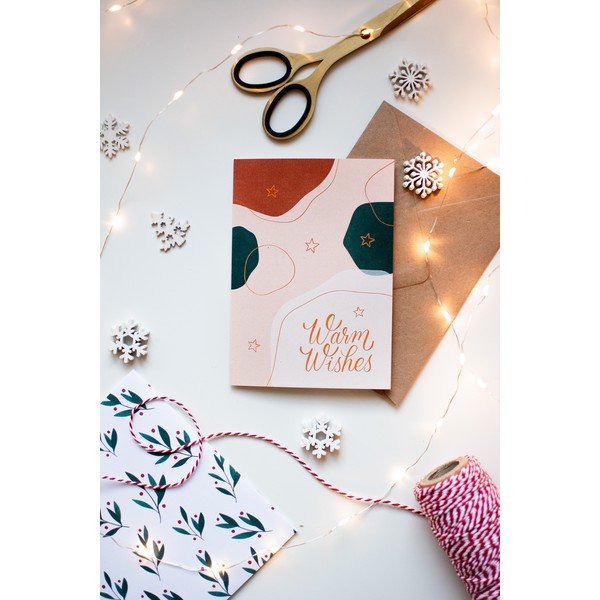Kalėdinis atvirukas iš perdirbto popieriaus su vokeliu Printintin Warm Wishes, A6 formato-image-1