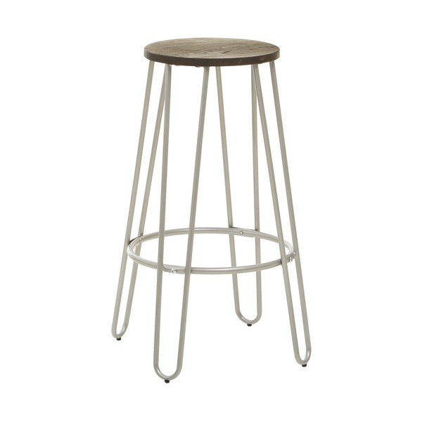 Sidabrinės spalvos/natūralios spalvos iš guobos masyvo baro taburetė (sėdynės aukštis 75 cm) District – Premier Housewares
