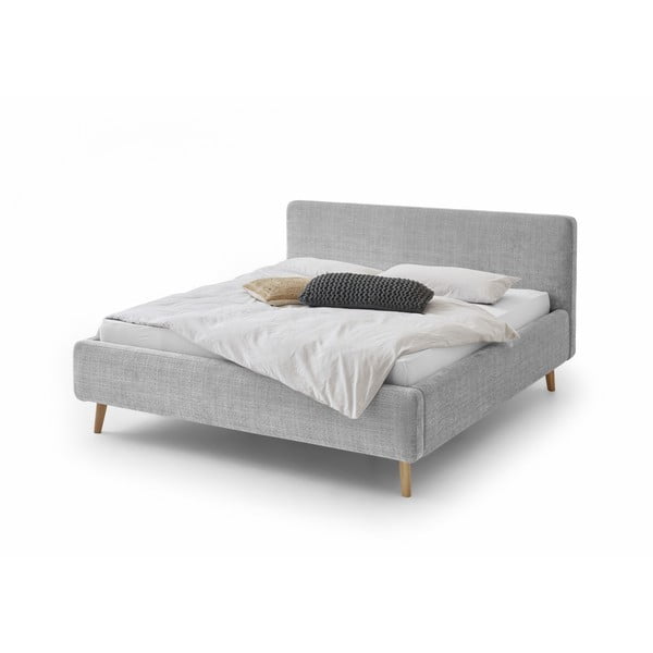 Pilka minkšta dvigulė lova su daiktadėže ir grotelėmis 180x200 cm Mattis - Meise Möbel