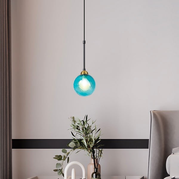 Kabantis šviestuvas mėlynos spalvos ø 12 cm su stiklo gaubtu Twister – Squid Lighting-image-2