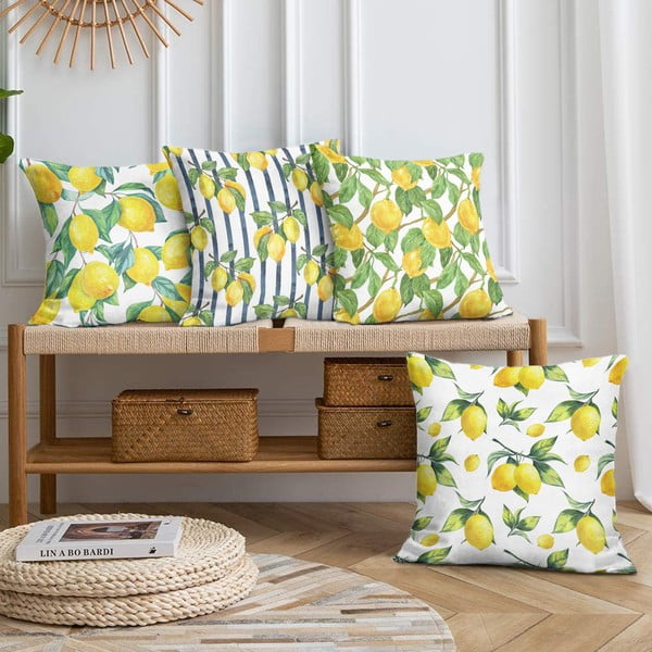 Dekoratyviniai pagalvių užvalkalai 4 vnt. 43x43 cm Lemons – Mila Home