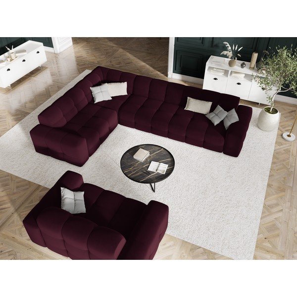 Bordo spalvos aksomo sofa 156 cm Kendal - Micadoni Home-image-1