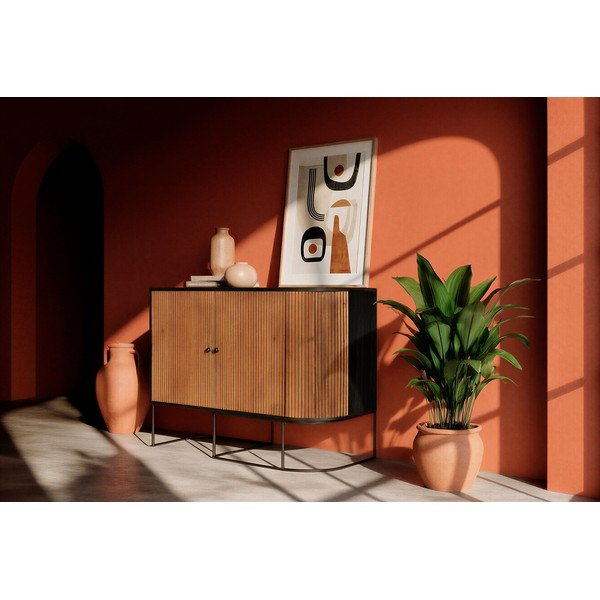 Natūralios spalvos iš mango masyvo šoninė spintelė 110x90x40 cm Curve – MOME-image-1