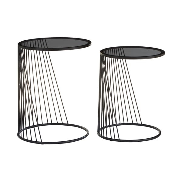 Apvalios formos šoniniai stalai 2 vnt. su stikliniu stalviršiu ø 41 cm Trento – Premier Housewares-image-2