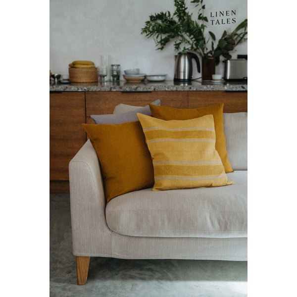 Iš lino dekoratyvinis pagalvės užvalkalas 50x50 cm Amber Bronze Stripes – Linen Tales-image-1