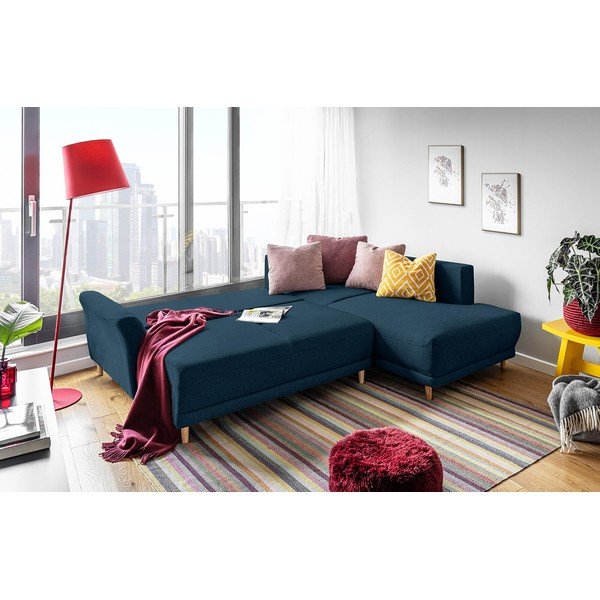 Tamsiai mėlyna sofa-lova Miuform Lovely Annie, dešinysis kampas-image-3