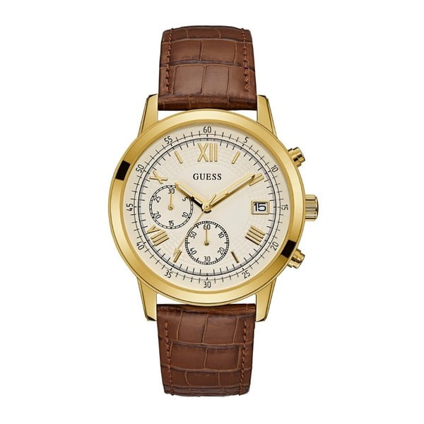 Guess W1000G3 vyriškas laikrodis su rudu odiniu dirželiu