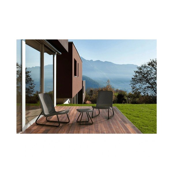 Iš dirbtinio rotango sodo poilsio baldų komplektas tamsiai pilkos spalvos 2 žmonėms Rio – Keter-image-1