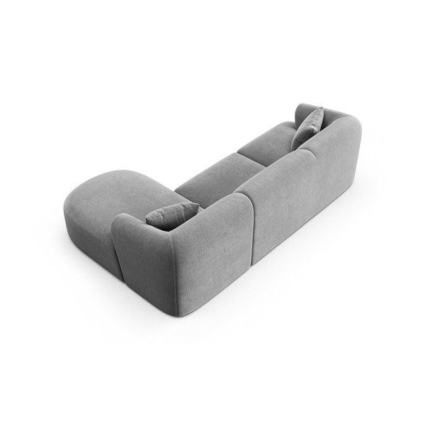 Šviesiai pilkos spalvos kampinė sofa iš velveto (su dešiniuoju kampu/su gultu) Campi – Cosmopolitan Design-image-4