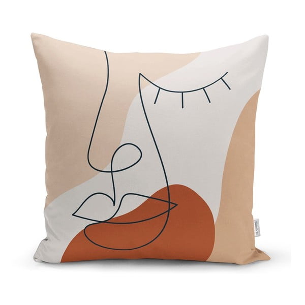 Minimalistiniai pagalvėlių užvalkalai Piešinys Veidas Pastelė, 45 x 45 cm
