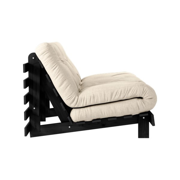 Iš lino sulankstoma sofa pilkos spalvos/smėlio spalvos 140 cm Roots Black Night – Karup Design-image-4