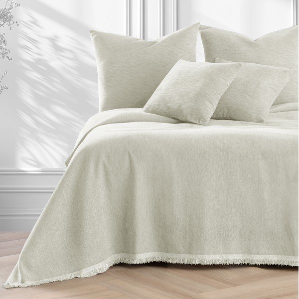 Kreminės spalvos iš šenilino lovatiesė 220x240 cm Talo – Filumi-image-2