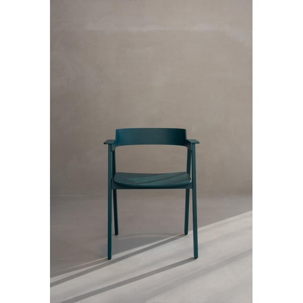 Smaragdinės spalvos iš ąžuolo masyvo valgomojo kėdė su porankiais Flip – Gazzda-image-4