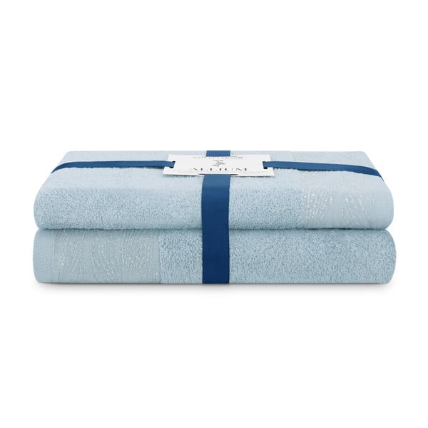 Vonios rankšluosčių rinkiniai iš medvilnės audinio šviesiai mėlynos spalvos 2 vnt. Allium – AmeliaHome