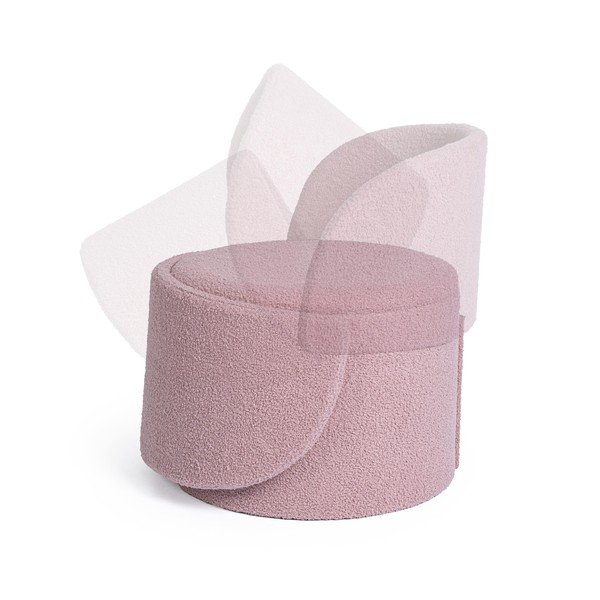 Pilkai rožinės spalvos pufas iš boucle Anthea – Yes Everyday-image-1
