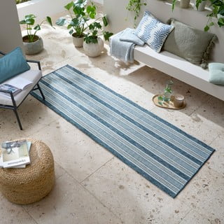 Žalsvai mėlynos spalvos lauko ir vidaus kilimas 80x230 cm Roma Stripe – Flair Rugs