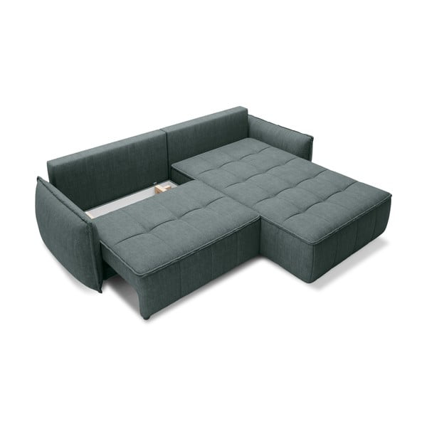 Žalios spalvos iš velveto sulankstoma/su sandėliavimo vieta kampinė sofa (su dešiniuoju kampu/su gultu) Campo – ELTAP-image-2