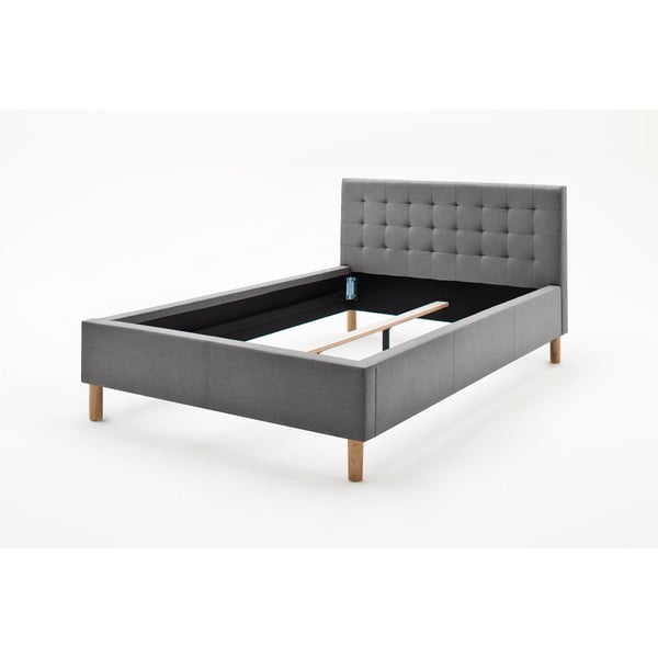 Šviesiai pilkos spalvos viengulė lova audiniu dengta be grotelių 120x200 cm Malin – Meise Möbel-image-4