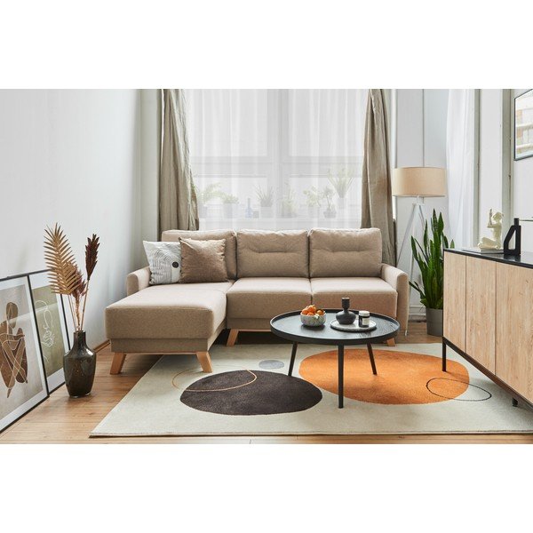 Smėlio spalvos modulinė kampinė sofa-lova Bonami Selection Pop-image-1
