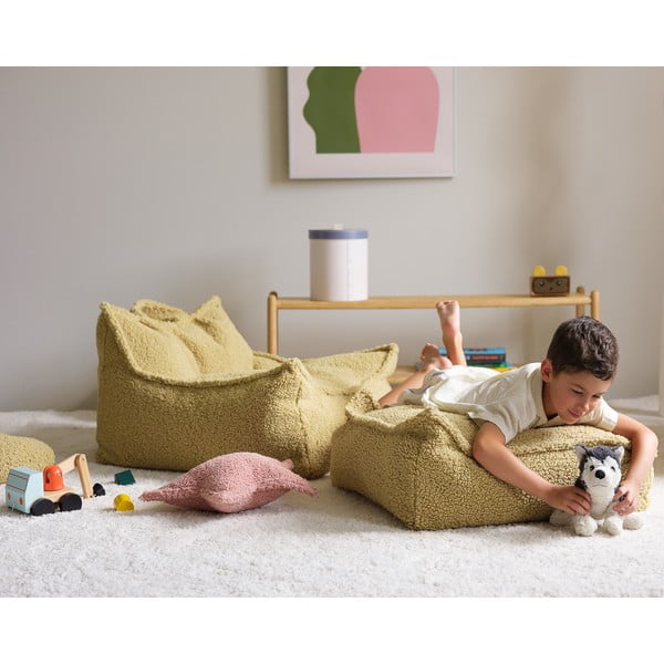 Žalios spalvos iš boucle vaikiškas sėdmaišis Square – Wigiwama-image-2