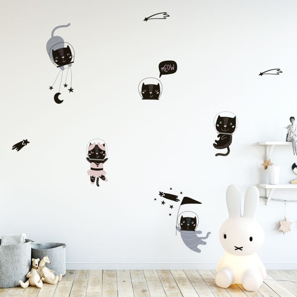 Sienų lipdukų rinkinys Ambiance Scandinavian Animals Cosmonaut Cats-image-1