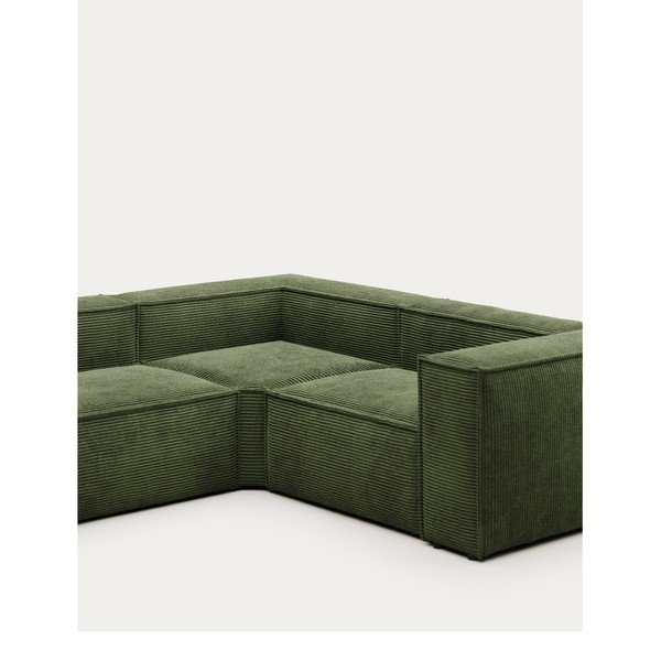 Žalios spalvos kampinė sofa iš kordinio velveto Blok – Kave Home-image-4