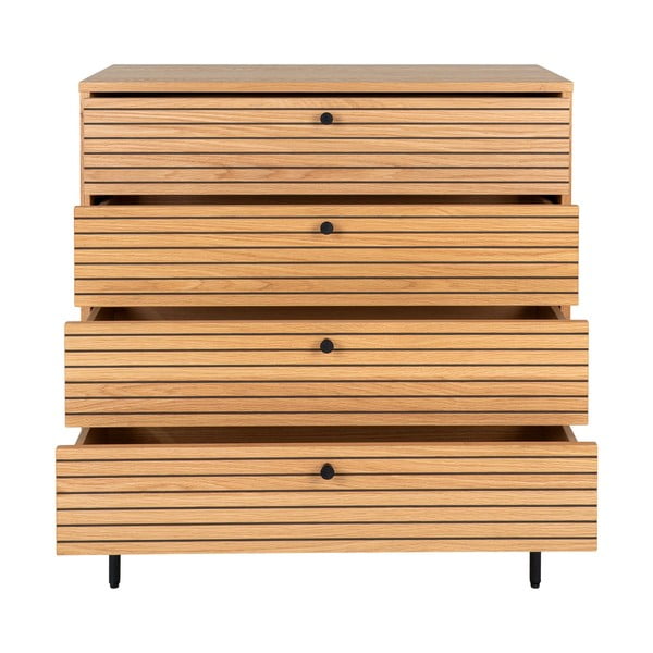 Aukšta šoninė spintelė natūralios spalvos iš ąžuolo 80x85 cm Kyoto – House Nordic-image-4