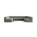 Pilka aksominė kampinė sofa (U formos) Kendal - Micadoni Home
