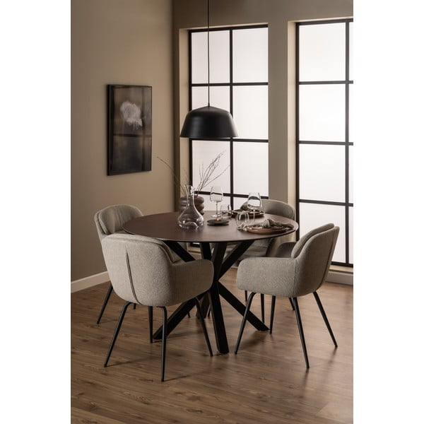 Smėlio spalvos iš audinio valgomojo kėdė su porankiais Dora – Actona-image-3