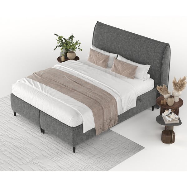Dvigulė lova pilkos spalvos audiniu dengta su sandėliavimo vieta 180x200 cm Draco – Maison de Rêve-image-4