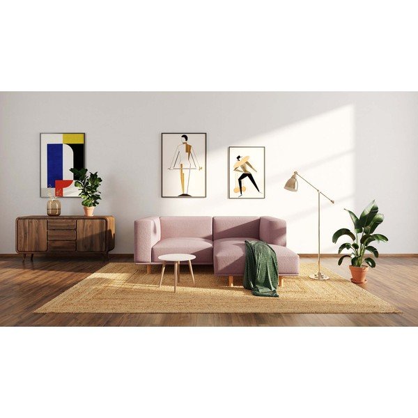 Kampinė sofa šviesiai rožinės spalvos iš boucle (su dešiniuoju kampu) Kukumo – Ame Yens-image-3