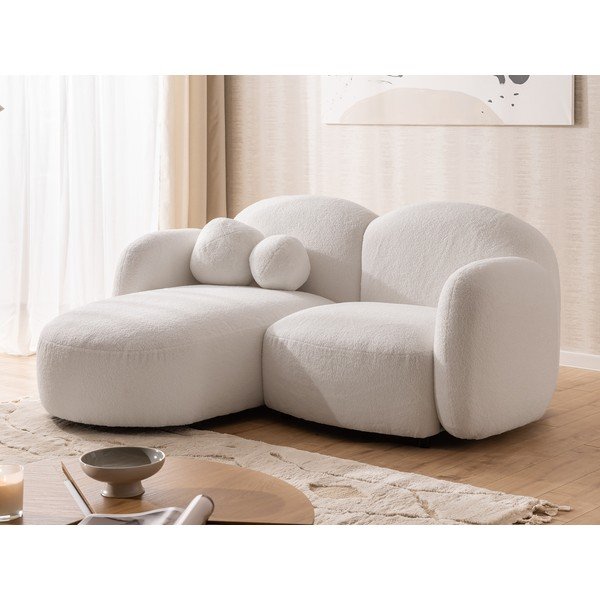 Kreminės spalvos kampinė sofa iš boucle (su kairiuoju kampu/su gultu) Orbit – Ropez-image-4