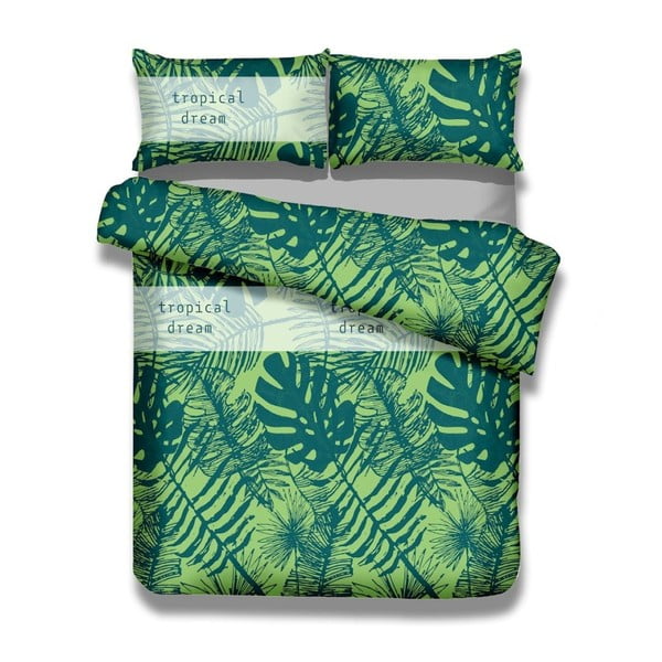 "AmeliaHome Averi Rainforest" medvilninis antklodės užvalkalas ir pagalvės užvalkalas, 140 x 200 cm + 50 x 75 cm