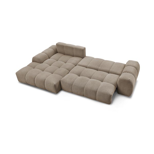 Taupe spalvos iš šenilinio audinio sulankstoma/su sandėliavimo vieta kampinė sofa (su kairiuoju kampu/su gultu) Everest – Bobochic Paris-image-4