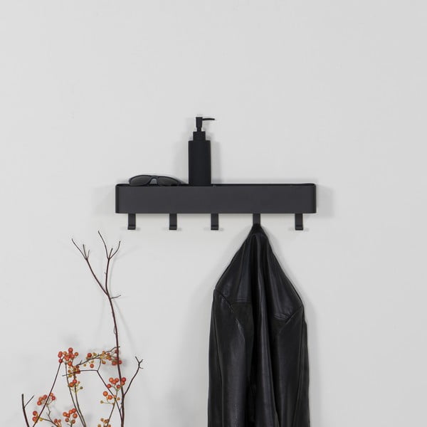 Juodos spalvos iš metalo sieninė lentyna su lentyna 52 cm Dax Play – Spinder Design-image-3
