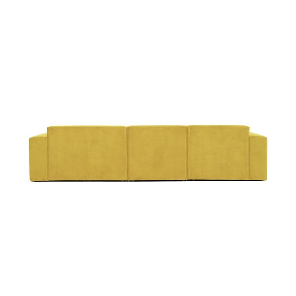Geltonos spalvos aksominė kampinė modulinė sofa Scandic Sting, dešinysis kampas-image-3