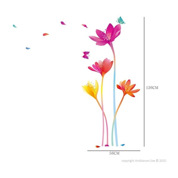 Vaivorykštės gėlių lipdukų rinkinys Ambiance Rainbow Flowers-image-1