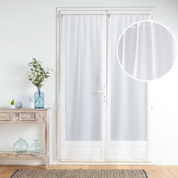 Baltos spalvos iš mikrosatino permatomos užuolaidos 2 vnt. 70x200 cm Voiline – douceur d'intérieur-image-3