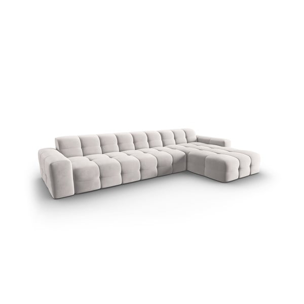 Šviesiai pilka aksominė kampinė sofa (dešinysis kampas) Kendal - Micadoni Home-image-3