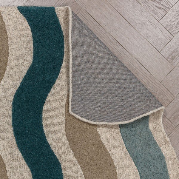 Rankų darbo mėlynos spalvos iš vilnos kilimas 160x230 cm Cascade Wool – Flair Rugs-image-2