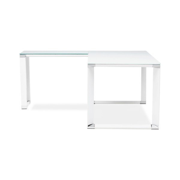Baltas kampinis rašomasis stalas su stikliniu stalviršiu "Kokoon Warner-image-3