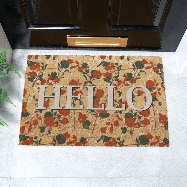 Iš kokoso pluošto grindų kilimėlis 40x60 cm Hello Floral – Artsy Doormats-image-2