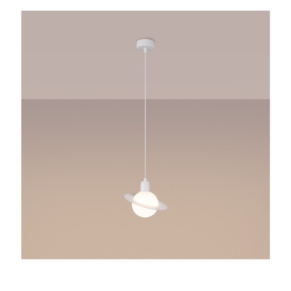 Baltos spalvos vaikiškas pakabinamas šviestuvas ø 20 cm su stiklo gaubtu Mab – Sollux-image-4