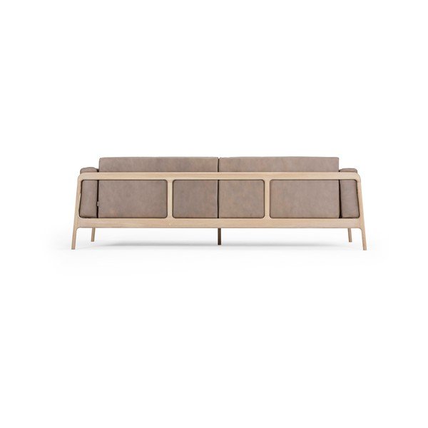 Šviesiai ruda buivolo odos sofa su ąžuolo masyvo konstrukcija Gazzda Fawn, 240 cm-image-4