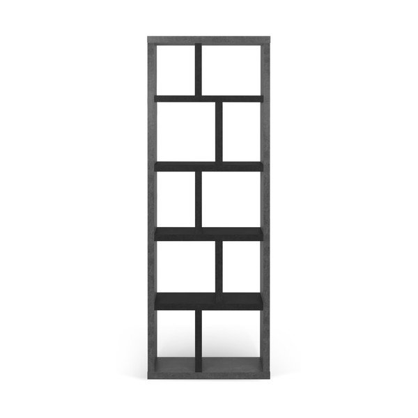 Knygų spinta  juodos spalvos/tamsiai pilkos spalvos su betono dekoru 70x198 cm Berlin – TemaHome