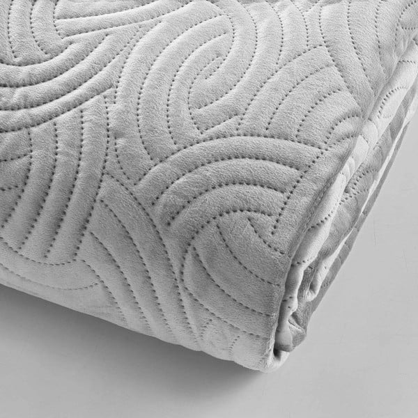 Pilkos spalvos iš velveto lovatiesės ir pagalvės užvalkalų rinkinys 240x260 cm Solange – douceur d'intérieur-image-3