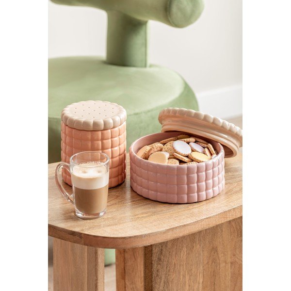 Dekoratyvinė šviesiai rožinės spalvos iš keramikos daiktadėžė ø 20x10 cm Biscuit Box – PT LIVING-image-1