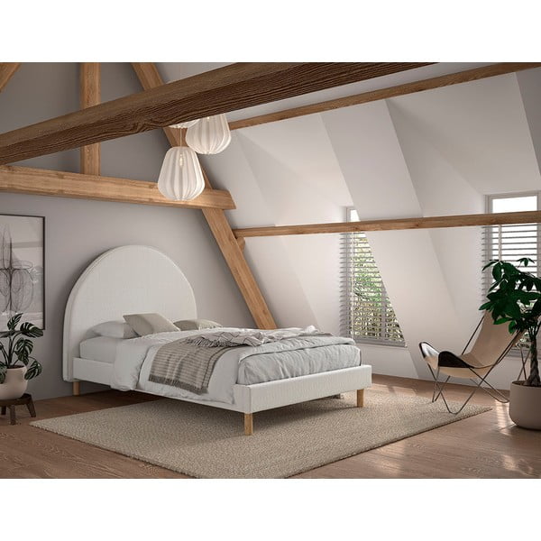 Viengulė audiniu dengta lova baltos spalvos su lovos grotelėmis 140x200 cm MOON – Vipack-image-3