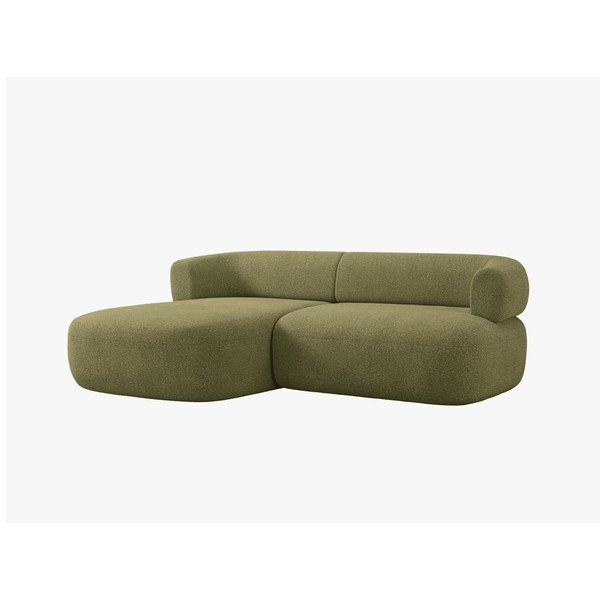Žalios spalvos kampinė sofa iš boucle (su kairiuoju kampu/su gultu) Jenny – Micadoni -image-2